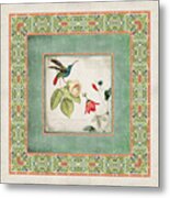 Chinoiserie Vintage Hummingbirds N Flowers 2 Metal Print