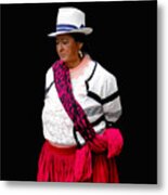 Chola Lady In Ecuador - Painting Metal Print