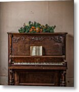 Christmas Card With Piano In Old Church Metal Print