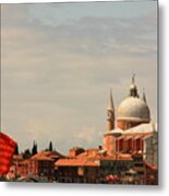 Church Of The Redentore In Venice With Flag Of Venice Metal Print
