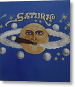 Cigar Smoking Saturn Metal Print