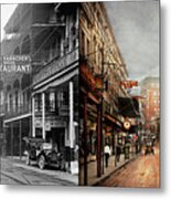 City - New Orleans - A Look At St Charles Ave 1910 - Side By Side Metal Print