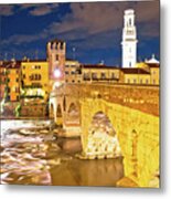 City Of Verona Adige Riverfront Evening View Metal Print
