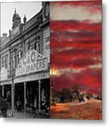 City - Palmerston North Nz - The Shopping District 1908 - Side By Side Metal Print