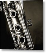 Clarinet Isolated In Black And White Metal Print