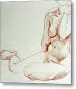 Classic Life Figure Drawing Of A Young Nude Woman Metal Print