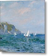 Cliffs And Sailboats At Pourville Metal Print