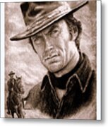 Clint Eastwood American Legend Sepia Metal Print