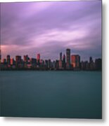 Cloudy Sunset Chicago Skyline Metal Print