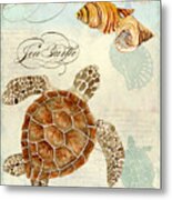 Coastal Waterways - Green Sea Turtle Rectangle 2 Metal Print