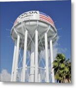 Cocoa Water Tower With American Flag Metal Print