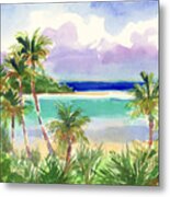 Coconut Palms And Lagoon, Aitutaki Metal Print