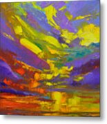 Coloful Sunset, Oil Painting, Modern Impressionist Art Metal Print