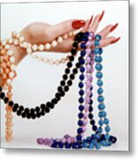 Color Beads In Hand Metal Print