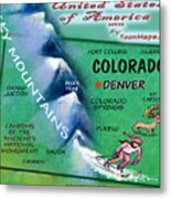 Colorado Fun Map Metal Print