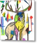 Colored Elk Metal Print