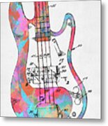 Colorful 1961 Fender Guitar Patent Metal Print