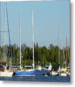 Colorful Boats In The Indian River Lagoon Metal Print