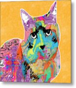 Colorful Cat With An Attitude- Art By Linda Woods Metal Print