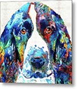 Colorful English Springer Spaniel Dog By Sharon Cummings Metal Print