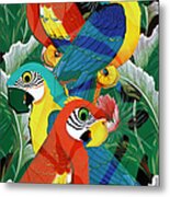 Parrot Art Prints - Introverted Parrots Metal Print