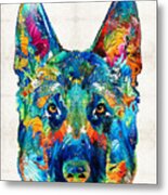 Colorful German Shepherd Dog Art By Sharon Cummings Metal Print