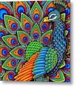 Colorful Paisley Peacock Metal Print