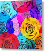 Colorful Roses Design Metal Print
