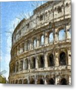 Colosseum Or Coliseum Pencil Metal Print