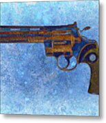 Colt Python 357 Mag On Blue Background. Metal Print