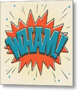 Comic Wham On White Metal Print