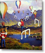 Connemara Landscape With Balloons And Figures Metal Print