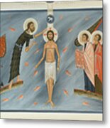 Contemporary Icon Baptism Of Christ Metal Print