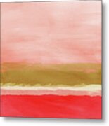 Coral And Gold Landscape- Art By Linda Woods Metal Print
