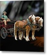 Country Road Horse And Wagon Metal Print