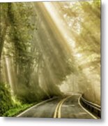 Country Road Rays Of Light Metal Print