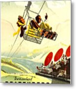 Couple On A Cable Car, Switzerland, Travel Poster Metal Print