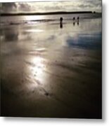 Couples Walking On A Beach Metal Print