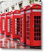 Covent Garden Phone Boxes Metal Print