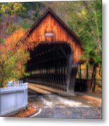 Covered Bridge In Autumn - Woodstock Vermont Metal Print