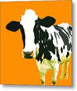 Cow In Orange World Metal Print