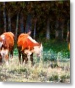 Cows In The Meadow  - Swish Swish Swish Metal Print