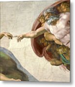 Creation Of Adam - Painted By Michelangelo Metal Print