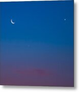 Crescent Moon Mercury And Venus Metal Print