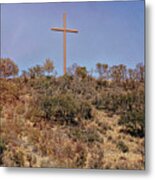 Cross In Texas Hill Country Metal Print