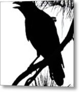 Crow Silhouette Metal Print