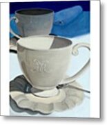 Cups Of Coffee In A Quiet Metal Print