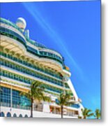 Curved Glass Over Balconies On Luxury Cruise Ship Metal Print