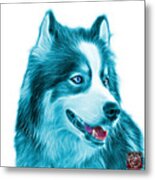 Cyan Modern Siberian Husky Dog Art - 6024 - Wb Metal Print