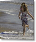 Dancing In The Surf With A Pink Pacifier Metal Print